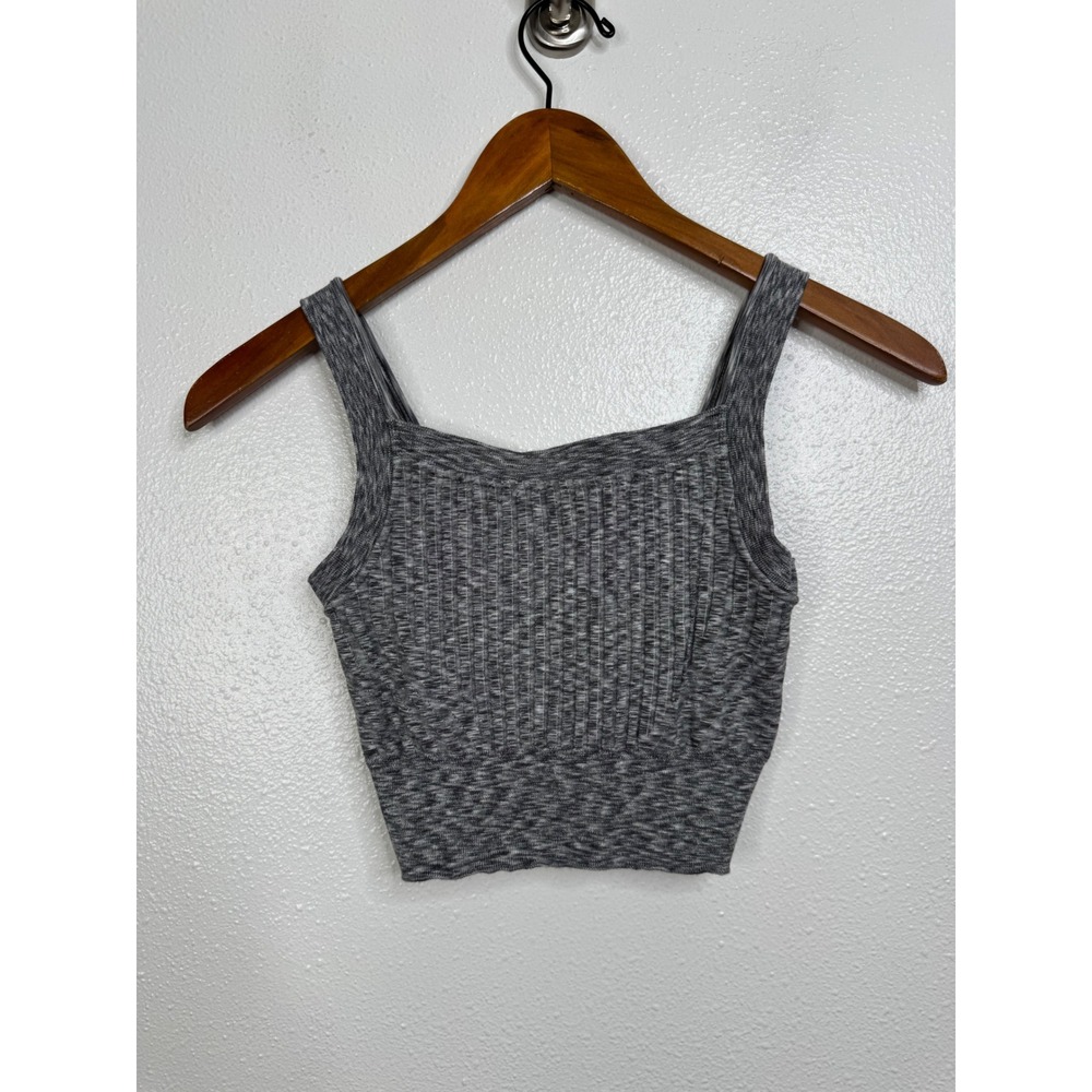 Athleta Revolve Cami Grey Space Dye Ribbed Knit Crop Tank Top Womens XS‎